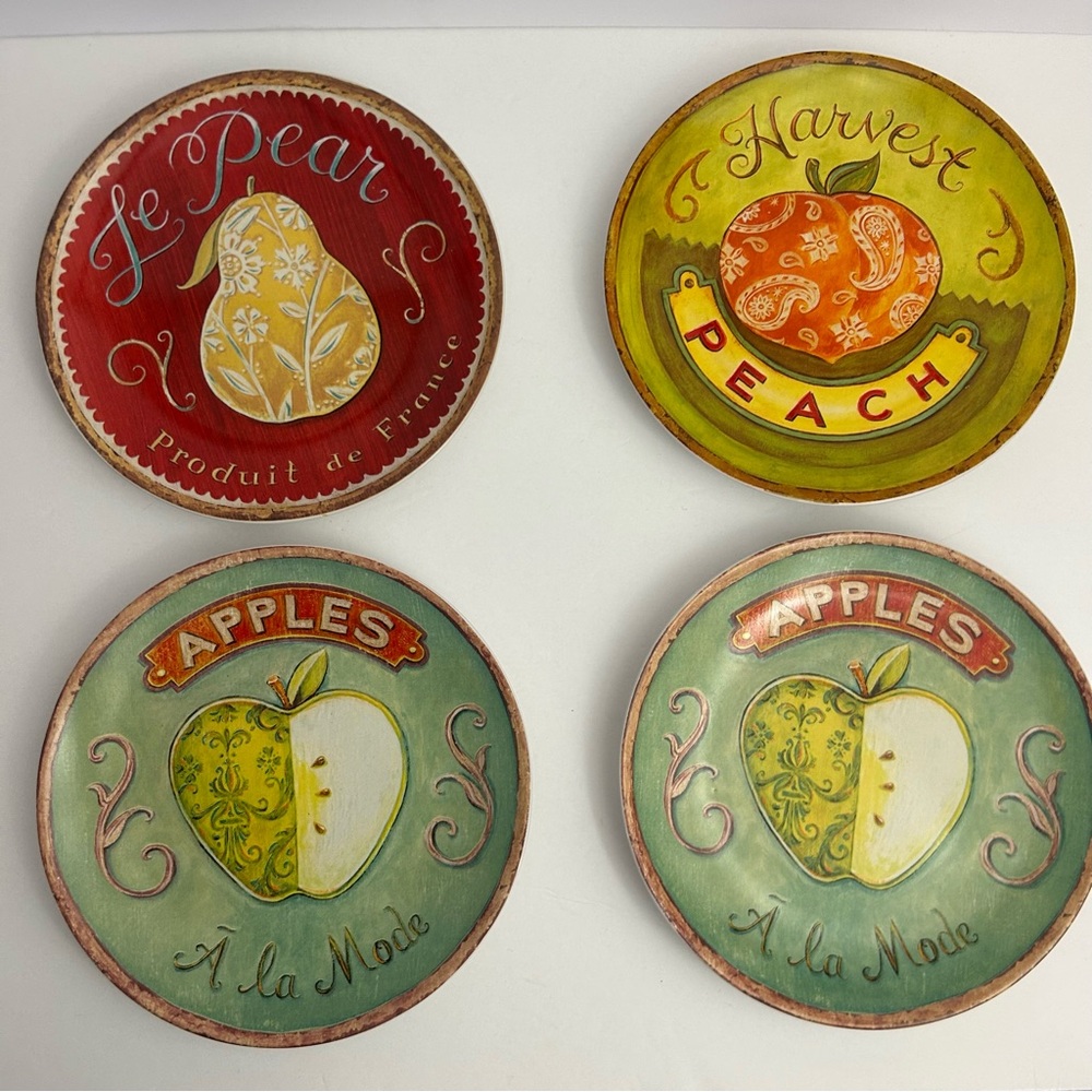 Oneida Alamode 2007 stoneware Angela Stachling art in motion set of 4 plates